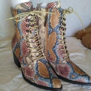 BNWOT Multicolor Snakeskin Pattern Ankle Boots By ARIDER (2 Available: 7.5 & 8)